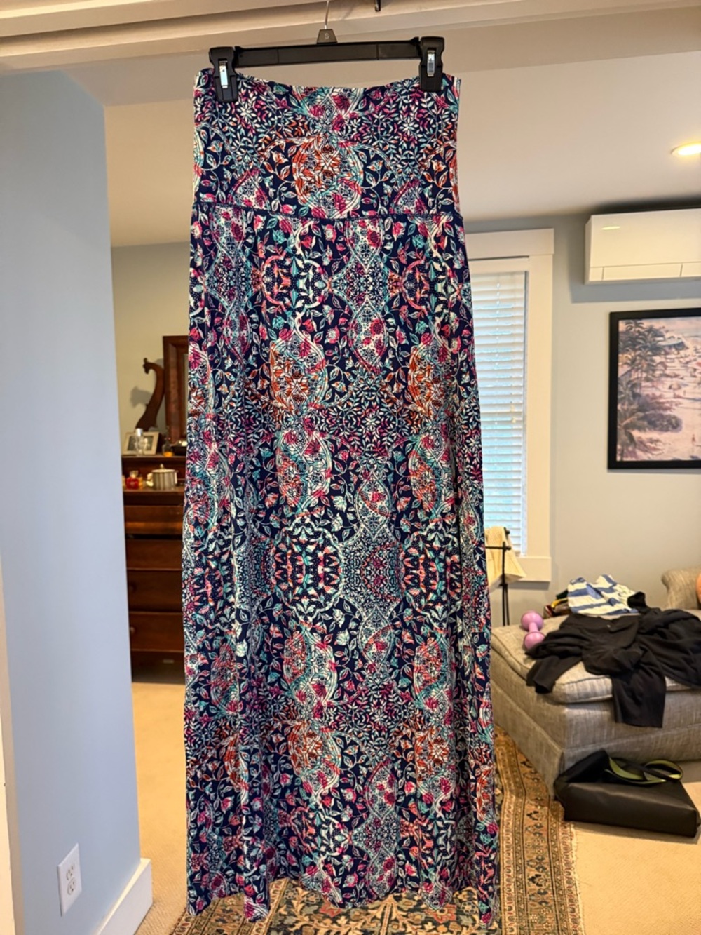 Artisan NY Navy Floral Maxi Skirt or Midi Strapless Dress